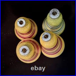 7 Vintage Mica Striped Mini Glass Bell Christmas Ornament Shiny Brite No Box