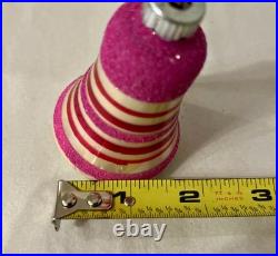 7 Vintage Mica Striped Mini Glass Bell Christmas Ornament Shiny Brite No Box