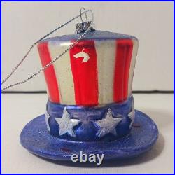 7 vtg Blown Glass PATRIOTIC Christmas Ornament Elephant Donkey LIBERTY Hat RADKO