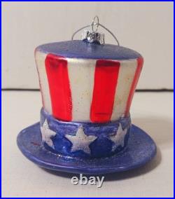 7 vtg Blown Glass PATRIOTIC Christmas Ornament Elephant Donkey LIBERTY Hat RADKO