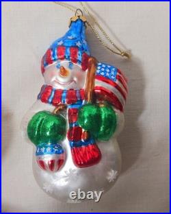 7 vtg Blown Glass PATRIOTIC Christmas Ornament Elephant Donkey LIBERTY Hat RADKO