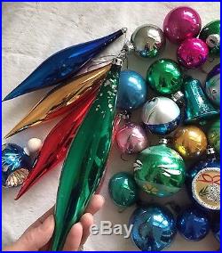 72 Vtg Glass Ornaments Christmas Tree Mercury Indent Fantasia Germany