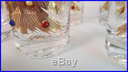 8 CULVER Rare 22 Karat Gold Christmas Tree Jeweled Ornament Highball Glasses
