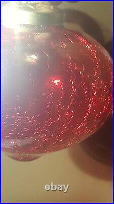 8 Kugel Style Dark Red Crackle Glass Tear Drop Christmas Tree Ornament Heavy 3