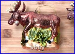 (8) Moose Christmas Tree Glass Ornament Holiday Wildlife Forest (8) Moose Christmas Tree Glass Ornament Holiday Wildlife Forest
