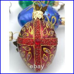 8 Neiman Marcus Christmas Ornaments 2008 Fabergé Egg Butterfly tag Mercury Glass