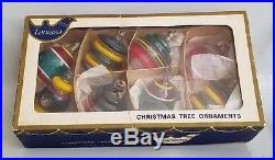 8 Rare Vintage Shiny Brite Premier Ww2 Unsilvered Glass Christmas Ornaments