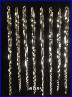 (8) VTG Antique 1910 Handblown 5-1/4-6 Glass ICICLE Xmas Ornaments Germany