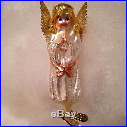 8 Vtg Old Antique Christmas Tree Ornaments Glass GERMAN Snow Baby Angel Church
