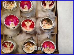 9 Dioramas Indent Scenes Glass Christmas Ornament SANTA DEER CHURCH ANGEL Japan