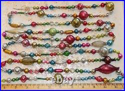 9 FT 100% Vintage Mercury Glass Christmas Garland Big Beads Antique Feather Tree