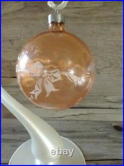 9 Rare Vintage War Era Unsilvered Stencil Glass Christmas Ornament Marks Bro box