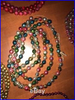 9 Vintage Antique Colored Mercury Glass Bead Garland Feather Tree Christmas