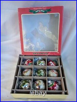 9 Vintage multi color Christmas Shiny Bright Mercury Glass Ornaments