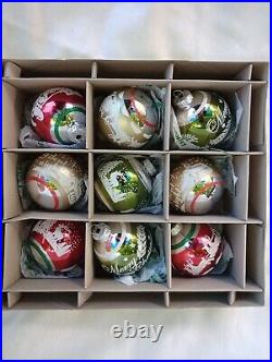 9 Vintage multi color Christmas Shiny Bright Mercury Glass Ornaments