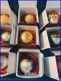 ALESSI Xmas Baubles Complete Set Hand Decorated, Glass Blown RARE