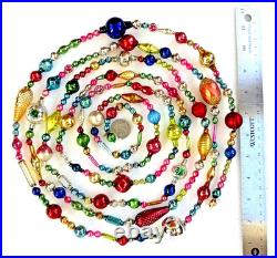 ALL Vintage & ANTIQUE 10 Feet! Mercury Glass Xmas BIG BEAD Garland Ornament 120