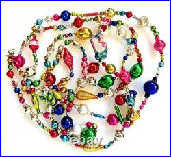 ALL Vintage & Antique 10 Feet! MERCURY GLASS Xmas BIG BEAD Garland ORNAMENT 120