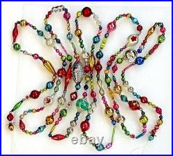 ALL Vintage & Antique 10 Feet! MERCURY GLASS Xmas BIG BEAD Garland ORNAMENT 120