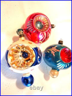 ALot VTG Large Glass Pictured Indent TEARDROP DROP Mica Xmas Ornaments Poland