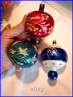 ALot VTG Large Glass Pictured Indent TEARDROP DROP Mica Xmas Ornaments Poland