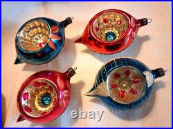 ALot VTG Large Glass Pictured Indent TEARDROP DROP Mica Xmas Ornaments Poland