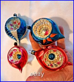 ALot VTG Large Glass Pictured Indent TEARDROP DROP Mica Xmas Ornaments Poland ALot VTG Large Glass Pictured Indent TEARDROP DROP Mica Xmas Ornaments Poland