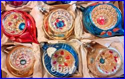 ALot VTG Large Glass Pictured Indent TEARDROP DROP Mica Xmas Ornaments Poland