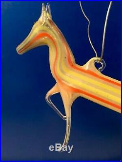 ANTIQUE 1920s CHRISTMAS Blown STRIPED Art Glass VTG BIMINI HORSE TREE ORNAMENT