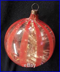 ANTIQUE BLOWN ART GLASS CHRISTMAS TREE ORNAMENT BALL TREE INSIDE RARE DECOR BULB