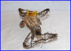 ANTIQUE CHRISTMAS ORNAMENT DRESDEN AIRPLANE SANTA BLOWN MERCURY GLASS TINSEL