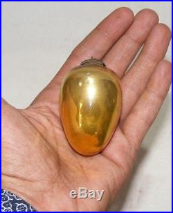 Antique German Christmas 2.5 Golden Kugel Glass Egg Ornament Collectible