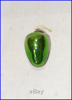 ANTIQUE GERMAN CHRISTMAS 2.5 GREEN KUGEL GLASS EGG ORNAMENT COLLECTIBLE