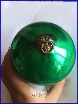 ANTIQUE GERMAN CHRISTMAS 5.5 GREEN KUGEL GLASS EGG ORNAMENT