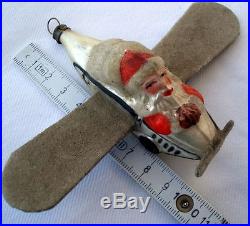 Antique German Santa & Airplane Sled Hand-blown-mercury Glass Christmas Ornament