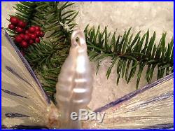 Antique Vintage Christmas Ornament Butterfly Moth Spun Glass Wings