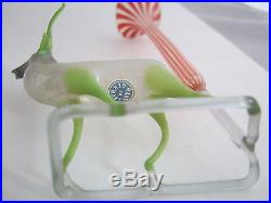ANTQ CHRISTMAS, SET 3 MERCURY BLOWN GLASS DEER WithATTACHED VASE, GERMANY STICKERS