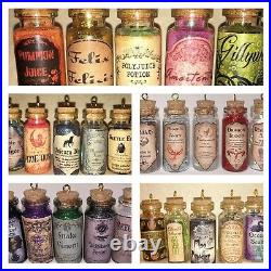 All 25 HARRY POTTER GLASS CHRISTMAS ORNAMENTS HANDMADE POTIONS WITCH Butterbeer+