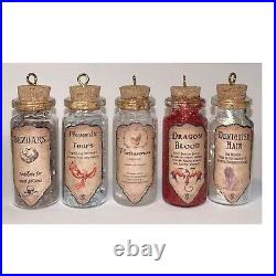 All 25 HARRY POTTER GLASS CHRISTMAS ORNAMENTS HANDMADE POTIONS WITCH Butterbeer+
