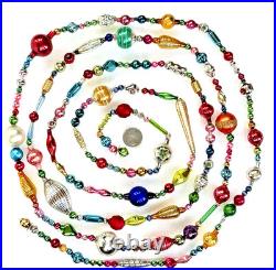 All VINTAGE & ANTIQUE 120 Xmas Mercury Glass BIG BEAD Garland Ornament 10 feet
