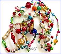 All VINTAGE & ANTIQUE 120 Xmas Mercury Glass BIG BEAD Garland Ornament 10 feet