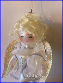 Angel Christmas Ornament Glass Vintage De Carlini