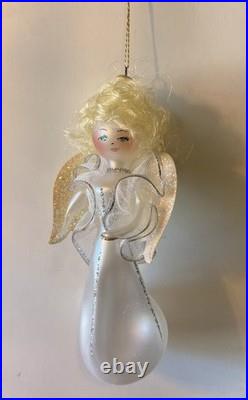 Angel Christmas Ornament Glass Vintage De Carlini