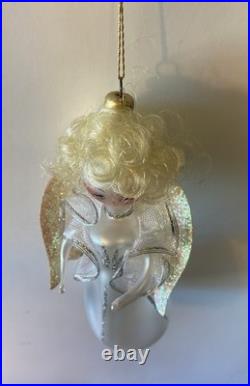Angel Christmas Ornament Glass Vintage De Carlini