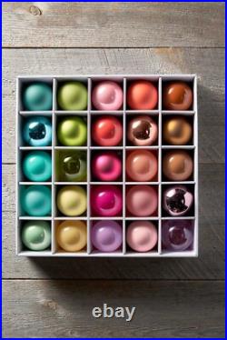 Anthropologie Glass Ball Ornaments Rainbow SET 25 Bulb Christmas Metallic 3 NEW