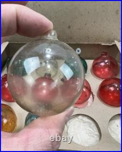 Antique 11 Unsilvered Shiny Brite Paper Cap Hanger Glass Christmas Tree Ornament