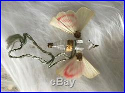 Antique 1905 Christmas Hummingbird Glass Perfume Ornament, Spun Glass Wings