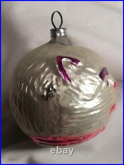 Antique 1920s Cat Kitten Head Withbow German Glass Christmas Tree Ornament