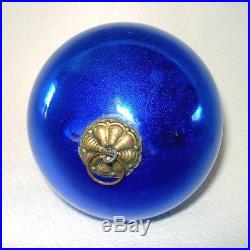 Antique 3 Inch Cobalt Blue German Glass Kugel Christmas Ornament