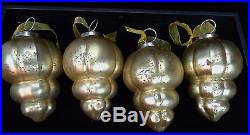 Antique 4 German Glass Ribbed Christmas Ornament Vintage 5 in